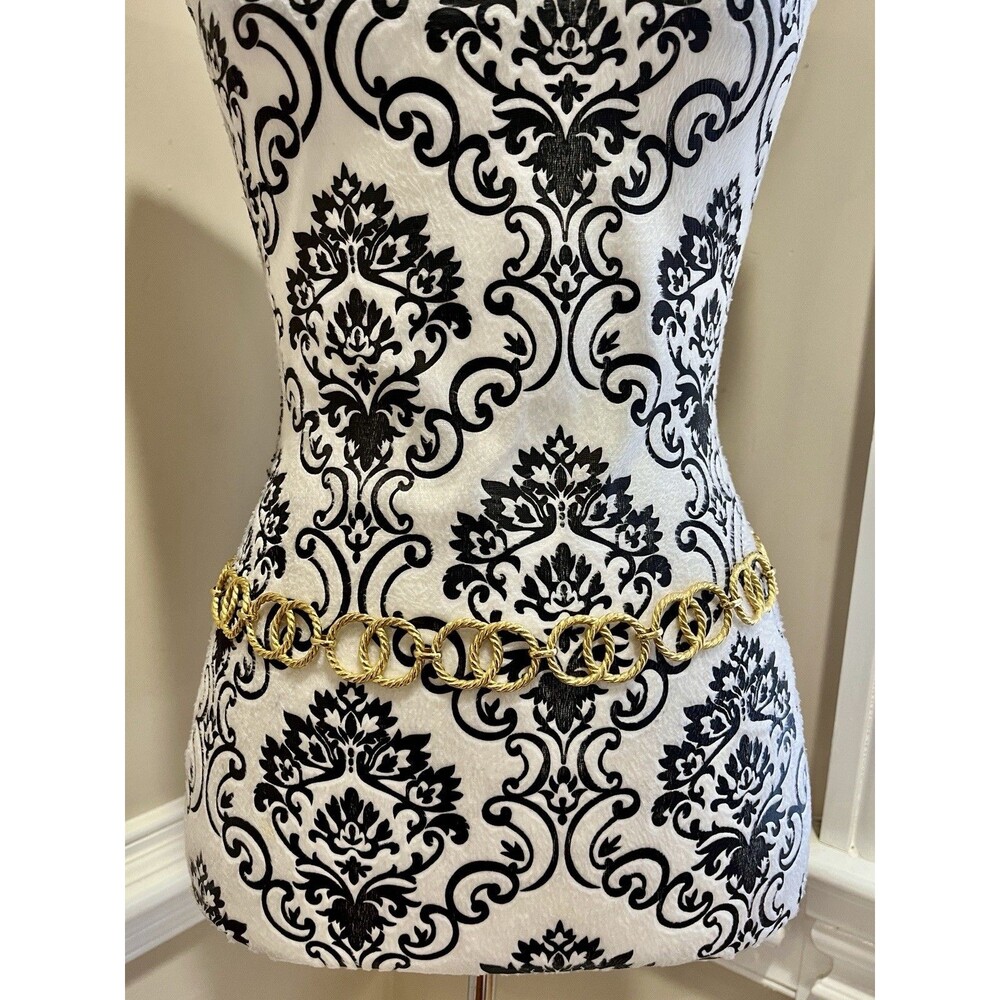 Y2K Gold Tone Rope Double Loop Equestrian Statement Chain Belt Old Money
